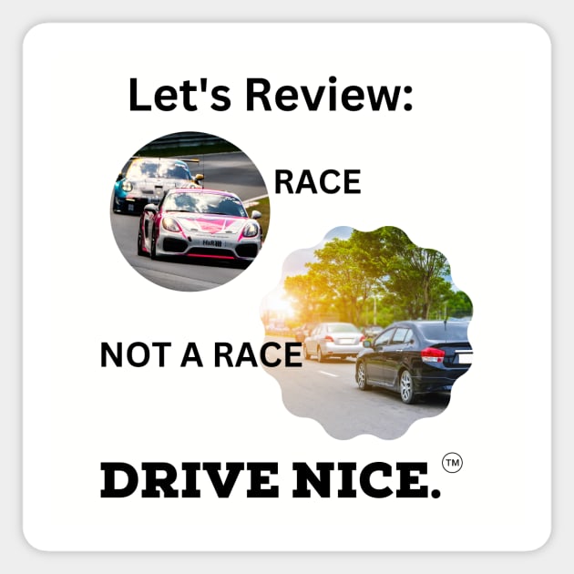 Drive Nice! Race/not a race Sticker by TraciJ